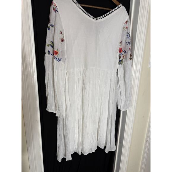 Fairy J Gee Embroidered Crochet Dress Women White Boho Peasant Cottage 1X Plus - Picture 7 of 8
